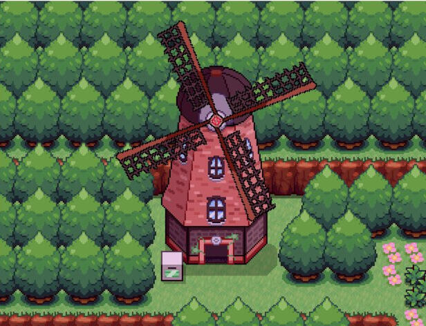 An in-game screenshot of a windmill.